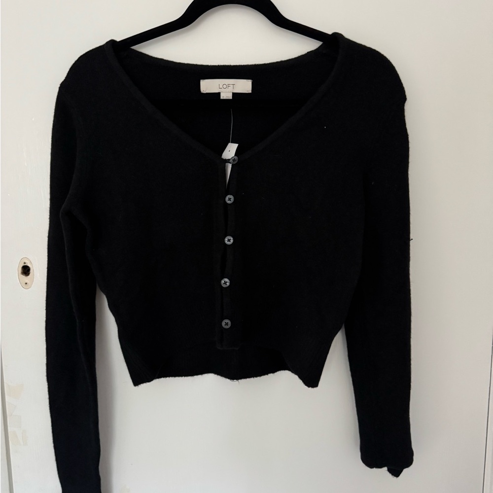 LOFT Classic Black Knit Cardigan
